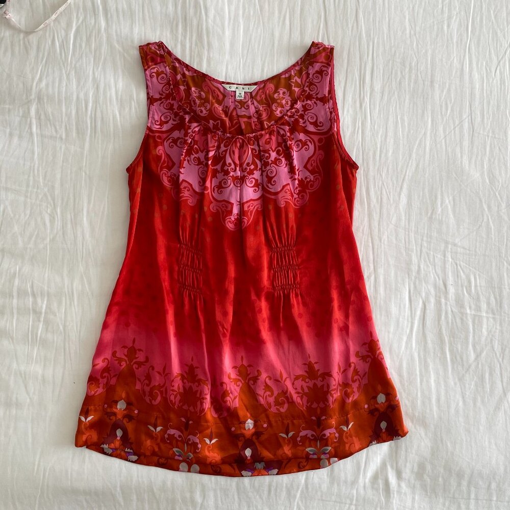 CAbi Red 100% Silk Tank (sz M)